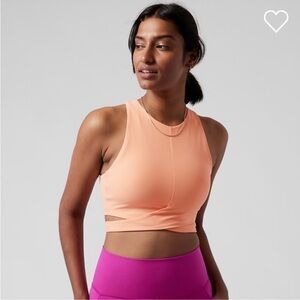 NWOT ATHLETA CONSCIOUS CUT OUT CROP TOP HIGH NECK TANK LIGHT COLOR PEACH